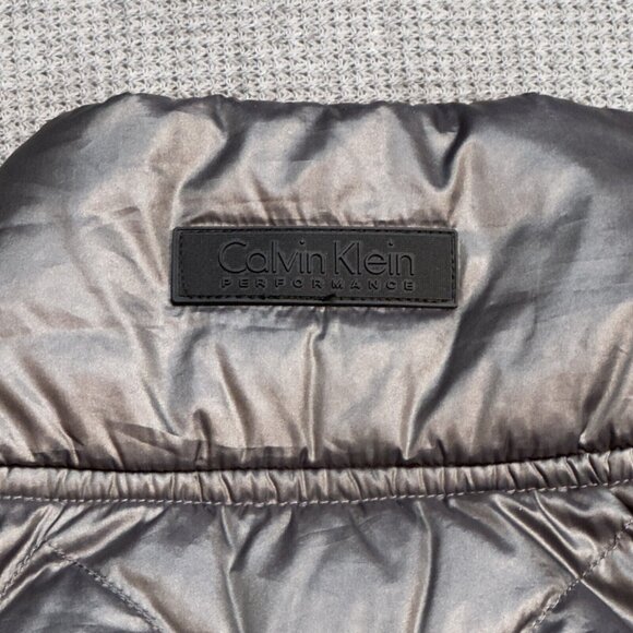 Calvin Klein Performance Womens Metallic Gray Puffer Vest Full Zip Size Small - Picture 11 of 15